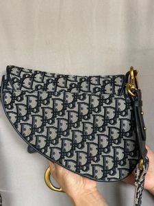 Auth Christian Dior Oblique medium saddle