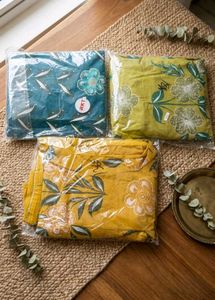 Yellow Floral Print Kurta Set with Dupatta