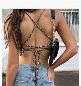 Backless Cris Cross Leopard 🐆 Print Yk2 Crop Top