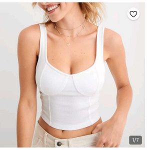 Ribbed White Bustier Tank Top
