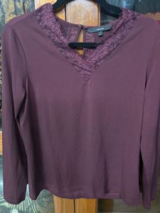 Vero Moda Burgundy Lace Trim Top