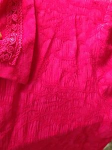 Vibrant Pink Embroidered Blouse with shoulder pads