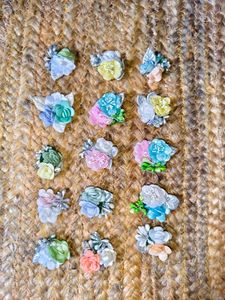 Assorted Floral Hair Clips Set 12 pieces