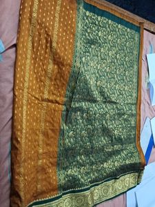 Elegant Mustard Saree with Gold Border