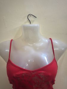 Y2K Red Camisole with Rose Print