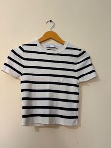 Zara Striped Knit Crop Top