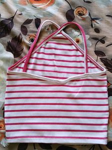 Striped Halter Neck Crop Top