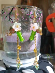 Real Unakite stone Cherry Blossom earrings ✨