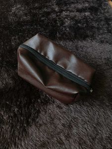 Brown Faux Leather Pouch
