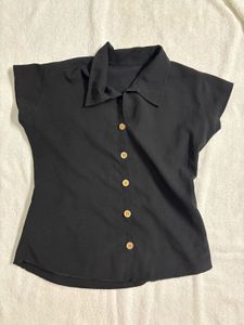 Chic Black Button-Down Top