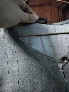 Gray V-Neck Long Sleeve Dress