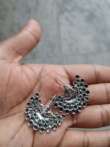 Oxidised Silver Jhumka Earrings