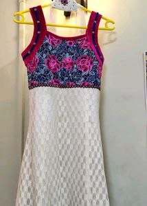 Pink & White Ethnic Floral Dress