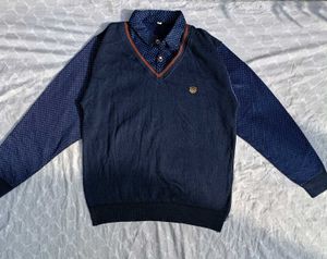 Navy Blue Patterned Sweater