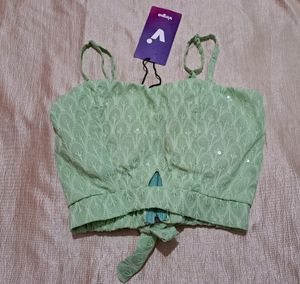 Sweetheart Neck Padded Crop Top With Detachable Sl