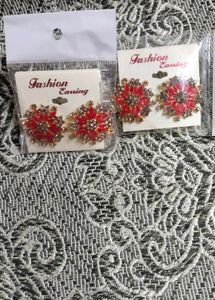 Red Floral Statement Earrings