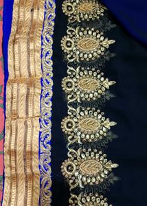 Royal Blue Saree with Gold Embroidery