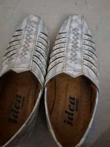 Stylish White Leather Cut-Out Shoes