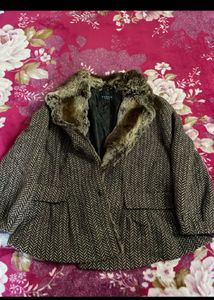 Elegant Brown Faux Fur Jacket