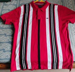 Men's Red Striped Polo Shirt