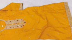Yellow Kurta with Embroidered Sleeves