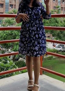 Blue Floral Midi Dress