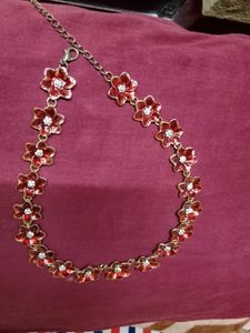 Maroon Color Flower Design Necklace