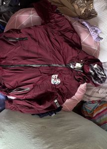 Maroon Hooded Bomber Jacket