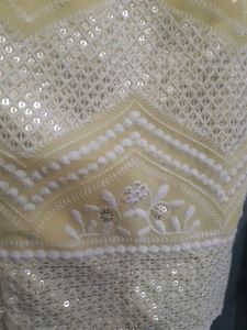 Chikenkari  Yellow Kurti And Plazo Set