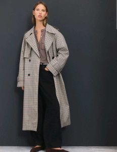 Unisex Vintage Checked Trench Coat
