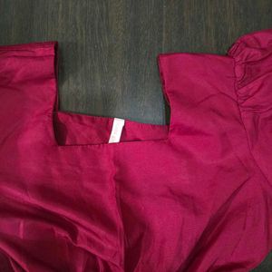 cherry red Pleated Midi Dress