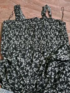 Black Floral Print Summer Dress