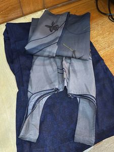 Elegant Grey &amp; Blue Kurta Set