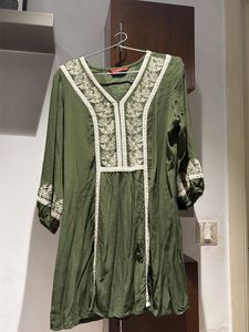 Embroidered Green short Kurta