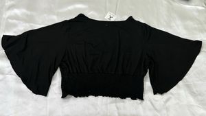 SHEIN Chic Black Flutter Sleeve Top