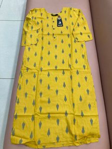 Yellow Printed Kurti