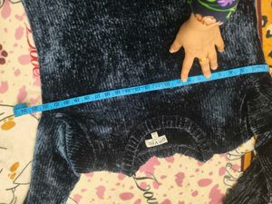 Blue Velvet Feel Feather Sweater in XXL for women
