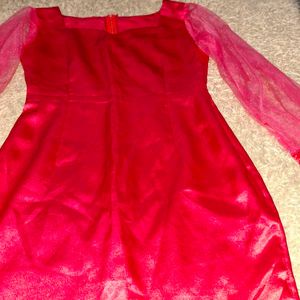 Hot Pink Sheer Sleeve Dress