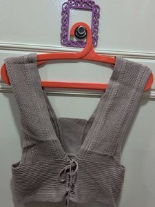 Knit Lace-Up Crop Top