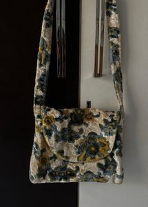 Vintage Floral Velour Sling Bag