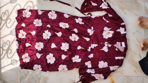 Maroon Floral Print Maxi Dress meternity dres