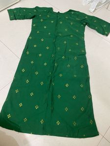 Green Kurta with Gold Print