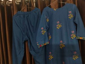 Blue Floral Print Kurta Set