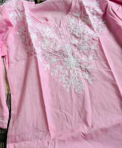Pink Chikankari Kurta