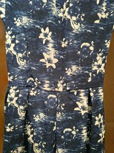 Blue &amp; White Floral Print Dress for 13-15 year old