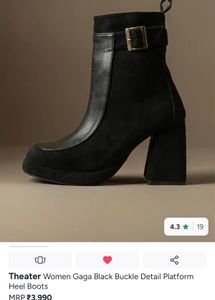 Theater Women Gaga Black Buckle Detail Platform He