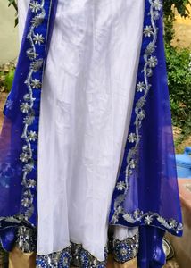 Elegant Blue Saree with Silver Embroidery