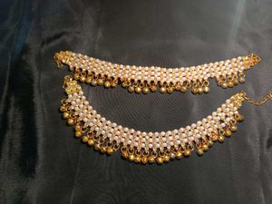 Pearl &amp; Gold Anklets with Bells
