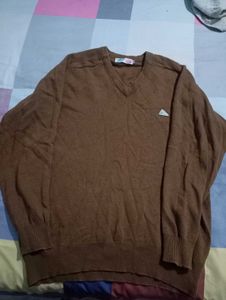 Brown V-Neck Pullover Sweater