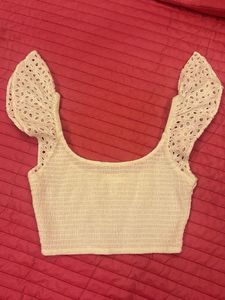 Chic Eyelet White Crop top NEVER WORN
